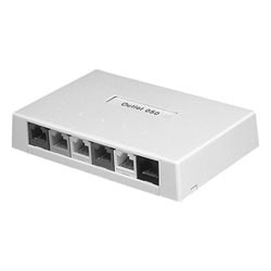 Surface Mount Box, 6 Port, Electric Ivory