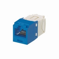 Mini-Com Jack Module, Category 6, UTP, 8-Position 8-Wire, Universal Wiring, Blue, TG Style, 100 Pk