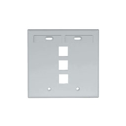 Wall Plate, 3-Port Double-Gang, With ID Windows, Grey