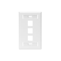 QuickPort Wallplate with ID Window, Single Gang, 3-Port, White