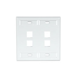 QuickPort Wallplate with ID Window, Dual Gang, 4-Port, White
