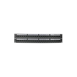 Extreme Category 6A, Patch Panel, Black, 110-Style, Flat, 2U, 48-Port, Includes Cable Management Bar