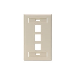 QuickPort Wallplate with ID Window, Single Gang, 3-Port, Ivory