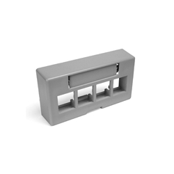 QuickPort Modular Furniture Extended Depth Faceplate, 4-Port, Grey, Includes 1 Blank Insert
