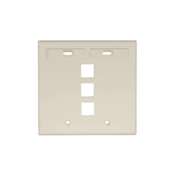Wall Plate, 3-Port Double-Gang, With ID Windows, Ivory