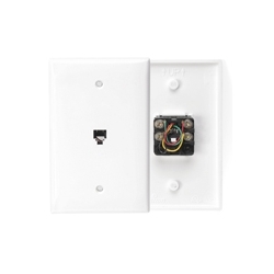 Midsize Single-Gang Telephone Wallplate With 6P4C Voice Grade Connector, 4.875&quot;H x 3.125&quot;W x 0.255&quot;D, White