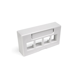 QuickPort Modular Furniture Extended Depth Faceplate, 4-Port, White, Includes 1 Blank Insert