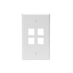 QuickPort Wallplate, Single Gang, 4-Port, White