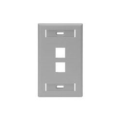 QuickPort Wallplate with ID Window, Single Gang, 2-Port, Grey
