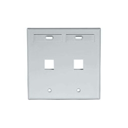 Wall Plate, 2-Port Double-Gang, With ID Windows, Grey
