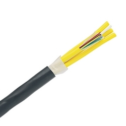 Indoor/Outdoor Tight Buffered Plenum Fiber Cable With Interlocking Armor, 12-Fiber OM4 10 GbE Multimode, Black Jacket