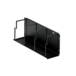 Cable Manager, Horizontal, Flat, 4-Ring, Rack Mount, 4RU, 19&quot; Width x 5.5&quot; Depth x 7.18&quot; Height, 16 Gauge Steel, Powder Coated Black, With 4&quot; Metal Ring