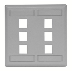 Plate, Wall, Flush, 2-G, 6Port, Gray