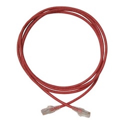 Modular patch cord, Cat 6, four-pair, AWG stranded, PVC, length 7&#8217;, red, sold in packages of 10.
