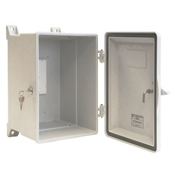 NEMA 4X Rugged Telephone Enclosure, Gray, with Wall-mount RJ11 Jack with Key Lock Door Included