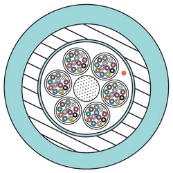 Cable, 12 Fiber, XGLO, Multimode, OM3, 50/125, Indoor, Tight Buffered, Interlock Armored, OFCP, Aqua, Per Foot