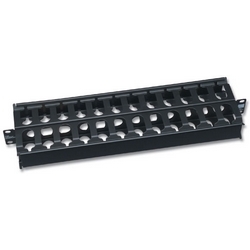 Cable Manager, Double Sided, 2.5 Inches Per Side, 1U, Standard Cover, Horizontal, Black