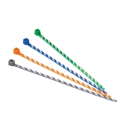 Cable Tie, 4.0&quot;L (102mm), Miniature, Nylon, Green/White Stripe