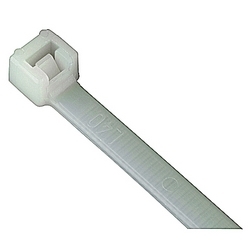 Cable Tie, Natural Polyamide (Nylon 6.6), Rated up to 185 Degrees (F), Length 7.435 Inches, Width 0.186 Inches, Thickness 0.053 Inches, Tensile Strength 50 lbs., Bulk Pack