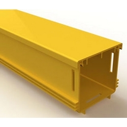 Fiber Raceway Solid Duct, Straight, Fire Retardant Plastic, Yellow, With 4&quot; W x 4&quot; H Cover