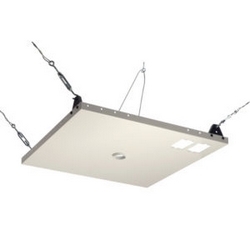 Suspended Ceiling Kit, Jumbo Mount, 250 Lb Load, 24&quot; Width x 24&quot; Depth Ceiling Tray, Powder Coated, White, With (5) Safety Cable