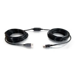 USB A/B Active Cable (Center Booster Format), 12m L, PVC Jacket, Black Finish