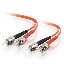 Fiber Optic Jumper Cable, ST/ST, Multimode, OM3/OM4, 62.5 Micrometer Fiber, 1 Meter Length