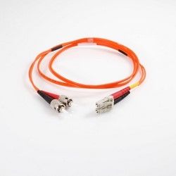 Fiber Optic Jumper Cable, Duplex, LC/ST, Multimode, OM3/OM4, 62.5/125 Micrometer Fiber, 5 Meter Length