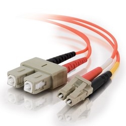 Fiber Optic Jumper Cable, Duplex, LC/SC, Multimode, OM3/OM4, 62.5/125 Micrometer Fiber, 5 Meter Length