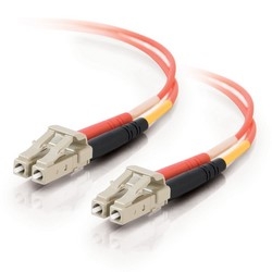 Fiber Optic Jumper Cable, Duplex, LC/LC, Multimode, OM3/OM4, 50 Micrometer Fiber, 15 Meter Length, PVC