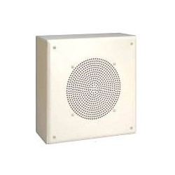 Metal Box Speaker, Square/Flat Front Panel, 4 Watt, 110 Hertz to 15 Kilohertz, 96 dB Sensitivity, 11-5/8&quot; Width x 4-1/4&quot; Depth x 11-5/8&quot; Height, Painted Steel, Off-White