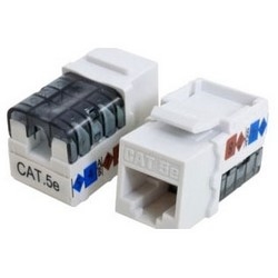 UTP Jack, Cat 5E, T568A/B Wiring, 26 to 22 AWG Solid, 24 to 22 AWG Stranded, 1.5A, 350 Megahertz, High Impact Flame Retardant Plastic Housing, White