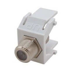 Workstation and Outlet Module Insert F-Connector, 500 Volt, 75 Ohm, 3/8&quot;-32 UNEF, 0.648&quot; Width x 1.112&quot; Depth x 0.766&quot; Height, White, Nickel Plate Bronze