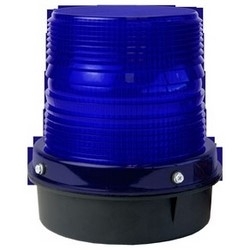LED Strobe, 120 VAC, 0.39A, 60 Hertz, 6.5&quot; Width x 7&quot; Height, Black Powder Coated Die-Cast Aluminum Base, Blue Polycarbonate Dome