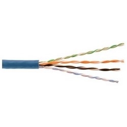 UTP Cable, Plenum, 23 AWG, Solid, Cat 5E, 4-Pair, Bare Copper Conductor, FEP Insulation, PVC Jacket, Blue, PoE