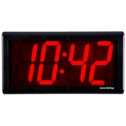 Digital Clock, 4-Digit, Single Sided, 12&quot; Length x 2.2&quot; Depth x 6&quot; Height, Plastic Cabinet, Black Cabinet, Red LED