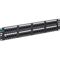 Patch Panel, Cat 6, 48-Port, 2U, T568A/B Wiring, 16 Gauge Cold Rolled Steel, Black Powder Coated