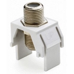 Keystone Insert, Non-Recessed, Coax, Video, Nickel F Connector, 1 Gigahertz, 0.87&quot; Length x 0.67&quot; Width x 1.2&quot; Height, ABS Plastic, White