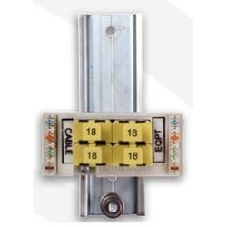 Cable Protector Pack, Cat 5E, 4-Pair, DIN Rail, 65 Volt, 4.38&quot; Height, -13 to 149 Deg F, For Enclosure