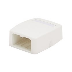Mini-Com 2-Port Surface Mount Box With Quick Release Cover and Adhesive, Off White