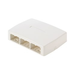 Mini-Com 6-Port Surface Mount Box With Quick Release Cover and Adhesive, Electric Ivory