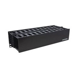 Cable Management, Horizontal, Finger Duct, Double Sided, Side Mount, 2 Rack, 19&quot; Width x 6.85&quot; Depth x 3.46&quot; Height, Thermoplastic/ABS Plastic, Black