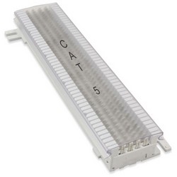 Connecting Block, Cat 5E, 3.4&quot; Width x 1.25&quot; Depth x 10&quot; Height, Flame-Retardant Thermoplastic, White, With Translucent Clear Cover