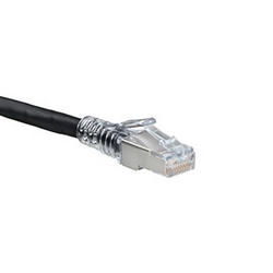 Cat 6A Slimline Boot Patch Cord, 10 ft, Black