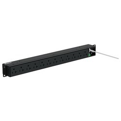 The 20A, 120V horizontal single phase PDU has (12) 5-20R receptacles, a 10&#8217; (3m) power cord with a NEMA 5-20P plug, and measures 1.6&quot;H x 17.5&quot;W x 2.0&quot;D (40.6mm x 444.5mm x 50.8). UL Listed. Color: Black