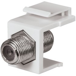 Keystone Jack, Nickel Plated, White, With 1 Gigahertz F-Connector