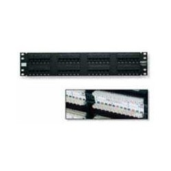 48 port, RJ45 patch panel with 110 terminations, T568A/B wiring Cat 5E 110 connect colour black 2-U rack mount space