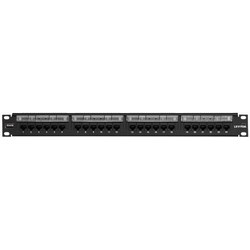 Cat 6 Flat 110-Style Patch Panel, 24-Port, 1RU, Magnifying Lens Holder