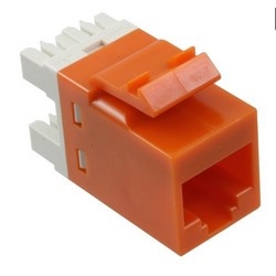 110Connect Category 5e Modular Jacks, T568A/T568B Wiring, Unshielded, Orange, 1 Jack per Bag