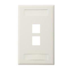 Wall Plate, 2-Port Single-Gang, With ID Windows, White